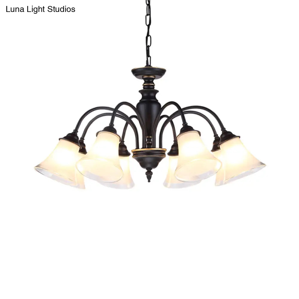 Modern Black Glass Pendant Chandelier With Multiple Light Options For Living Room