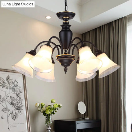 Modern Black Glass Pendant Chandelier With Multiple Light Options For Living Room