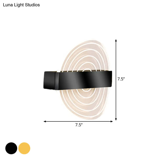 Modern Black/Gold Acrylic Circle Led Wall Sconce For Living Room