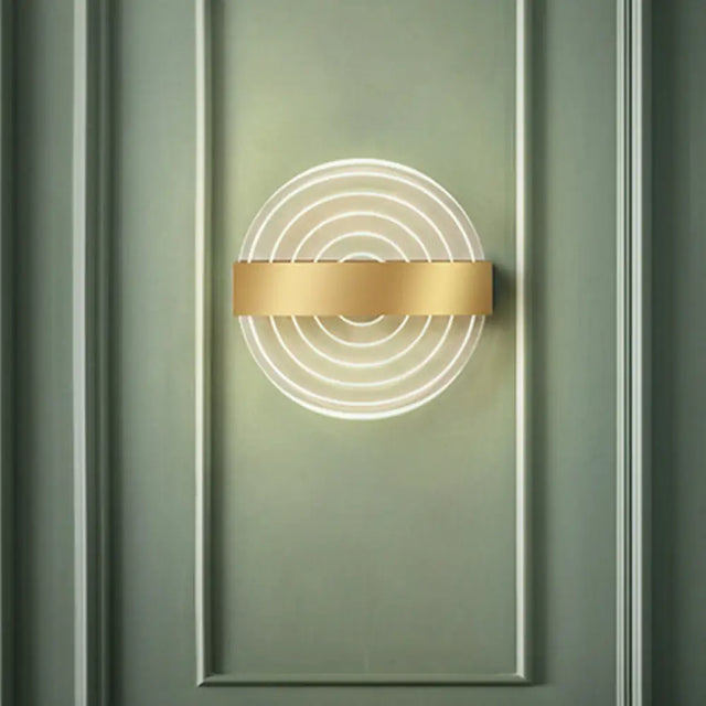 Modern Black/Gold Acrylic Circle Led Wall Sconce For Living Room Gold