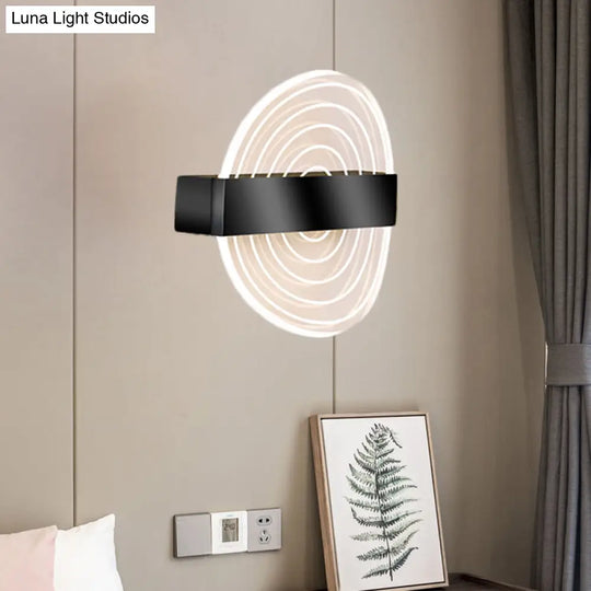 Modern Black/Gold Acrylic Circle Led Wall Sconce For Living Room