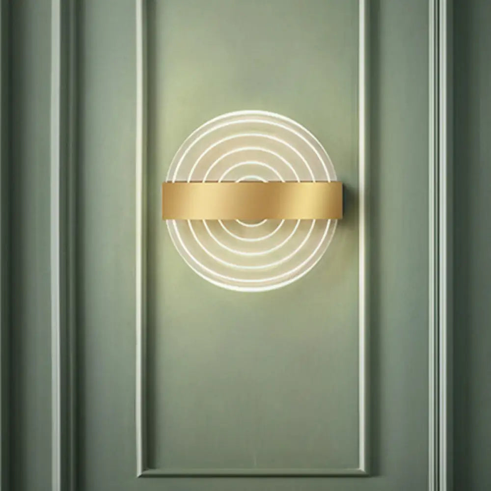 Modern Black/Gold Acrylic Circle Led Wall Sconce For Living Room Gold