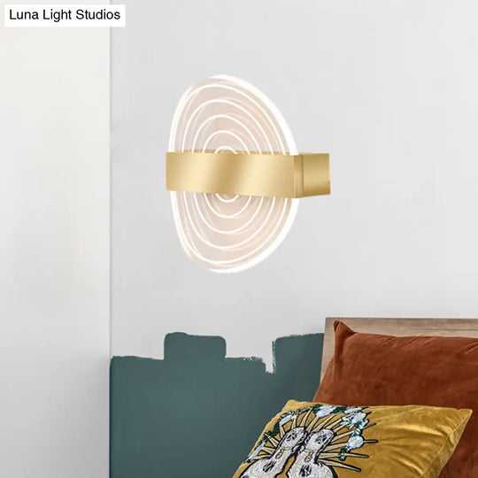 Modern Black/Gold Acrylic Circle Led Wall Sconce For Living Room