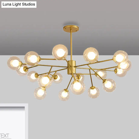Modern Black/Gold Ball Pendant Chandelier With Clear Glass Shade - 12/15/18 Lights Ceiling Lighting