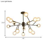 Modern Black/Gold Ball Pendant Chandelier With Clear Glass Shade - 12/15/18 Lights Ceiling Lighting