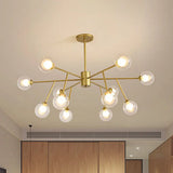 Modern Black/Gold Ball Pendant Chandelier With Clear Glass Shade - 12/15/18 Lights Ceiling Lighting