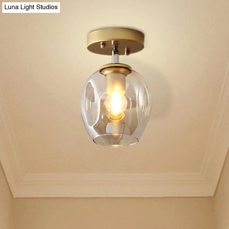 Modern Black/Gold Carafe Semi Flush Light - 1 Clear/Amber/Smoke Gray Glass Shade