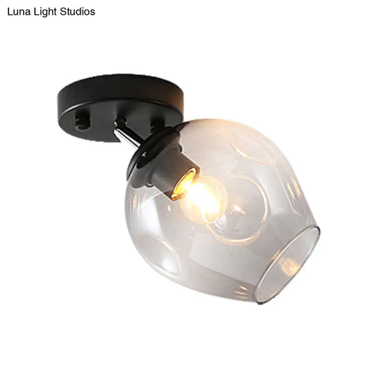Modern Black/Gold Carafe Semi Flush Light - 1 Clear/Amber/Smoke Gray Glass Shade