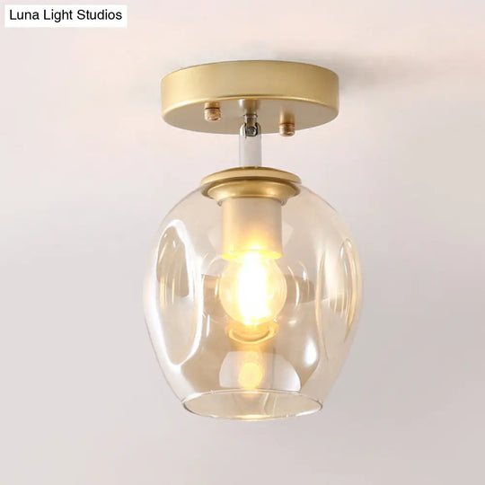 Modern Black/Gold Carafe Semi Flush Light - 1 Clear/Amber/Smoke Gray Glass Shade