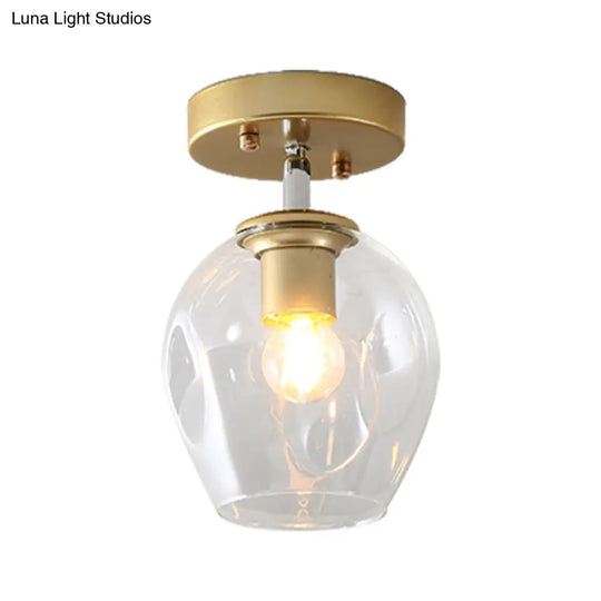 Modern Black/Gold Carafe Semi Flush Light - 1 Clear/Amber/Smoke Gray Glass Shade