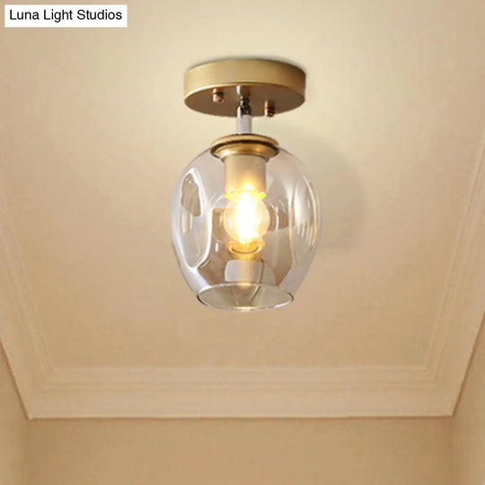 Modern Black/Gold Carafe Semi Flush Light - 1 Clear/Amber/Smoke Gray Glass Shade