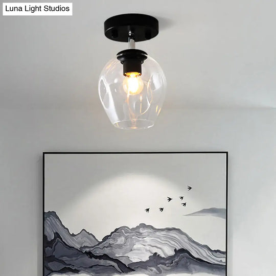 Modern Black/Gold Carafe Semi Flush Light - 1 Clear/Amber/Smoke Gray Glass Shade Black / Clear