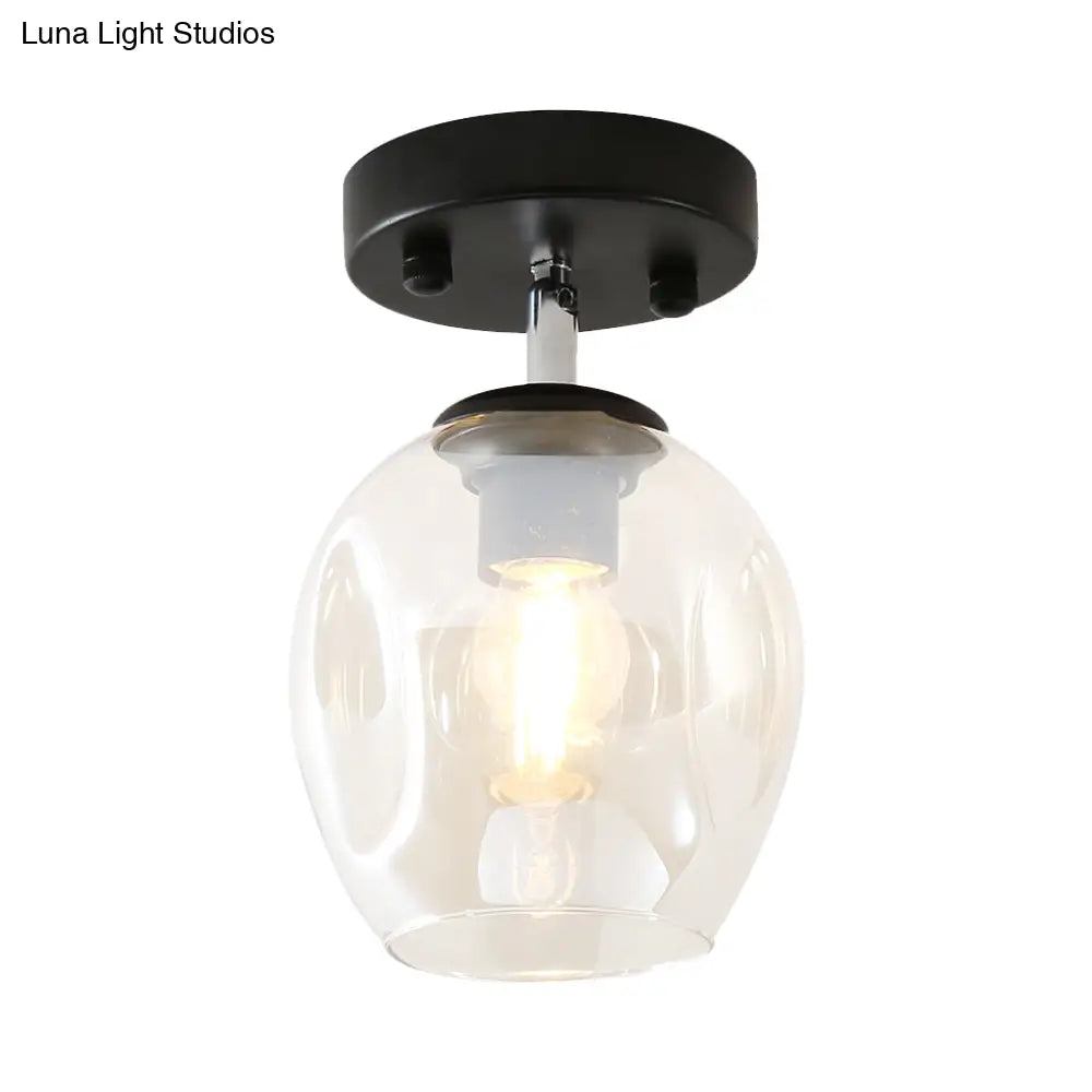 Modern Black/Gold Carafe Semi Flush Light - 1 Clear/Amber/Smoke Gray Glass Shade