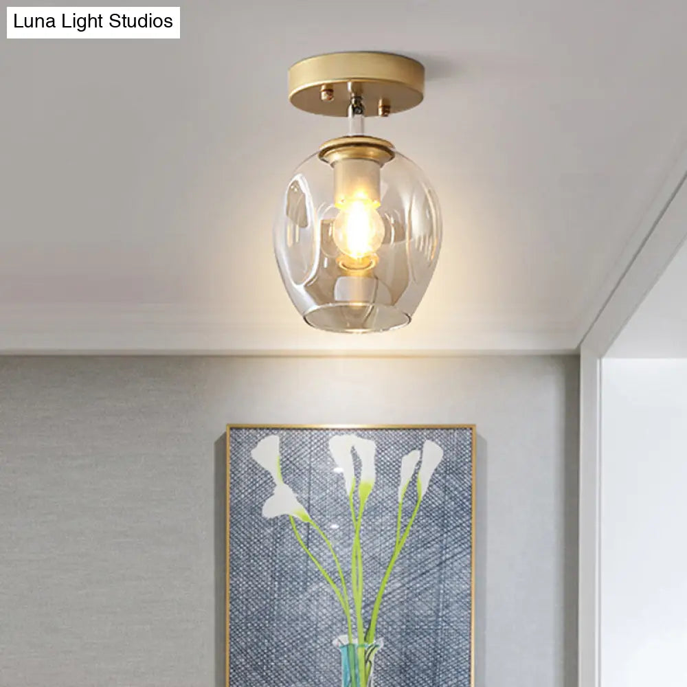 Modern Black/Gold Carafe Semi Flush Light - 1 Clear/Amber/Smoke Gray Glass Shade Gold / Smoke Grey