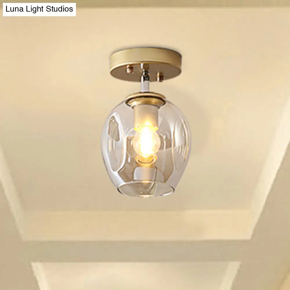 Modern Black/Gold Carafe Semi Flush Light - 1 Clear/Amber/Smoke Gray Glass Shade
