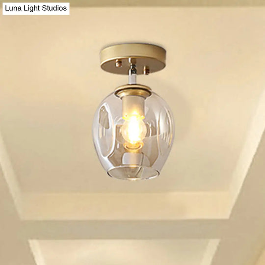 Modern Black/Gold Carafe Semi Flush Light - 1 Clear/Amber/Smoke Gray Glass Shade