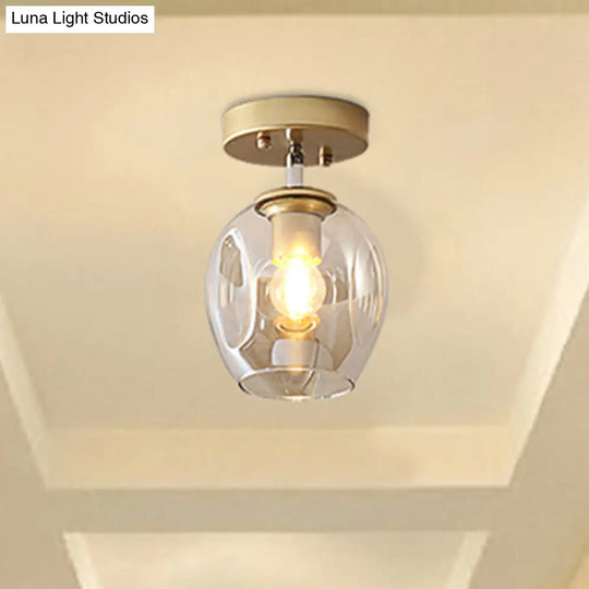 Modern Black/Gold Carafe Semi Flush Light - 1 Clear/Amber/Smoke Gray Glass Shade