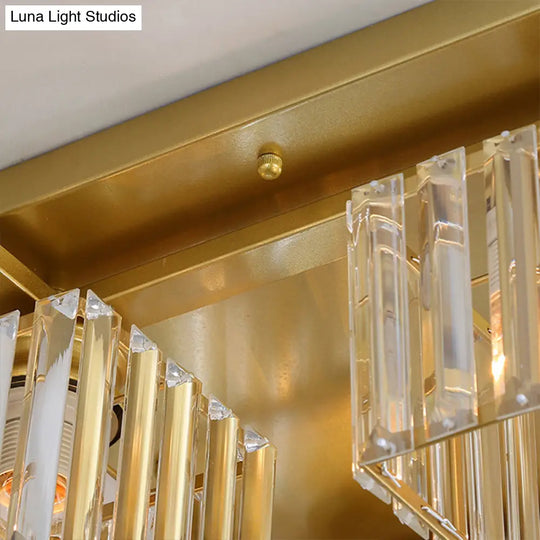 Modern Black/Gold Cubic Flush Mount Crystal Ceiling Lighting - 4/6/8 Lights For A Stylish Living