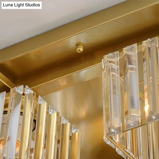 Modern Black/Gold Cubic Flush Mount Crystal Ceiling Lighting - 4/6/8 Lights For A Stylish Living