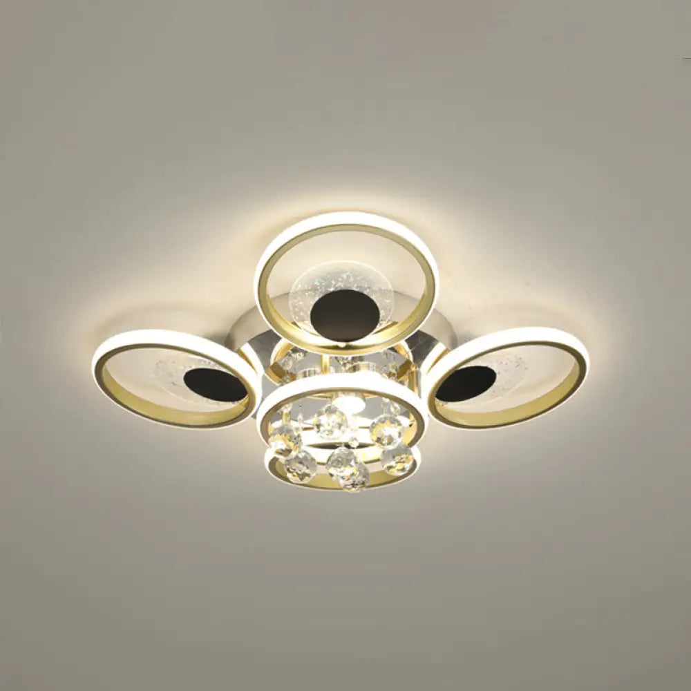 Modern Black-Gold Floral Flush Mount Led Ceiling Light For Sitting Room / 23.5 Natural