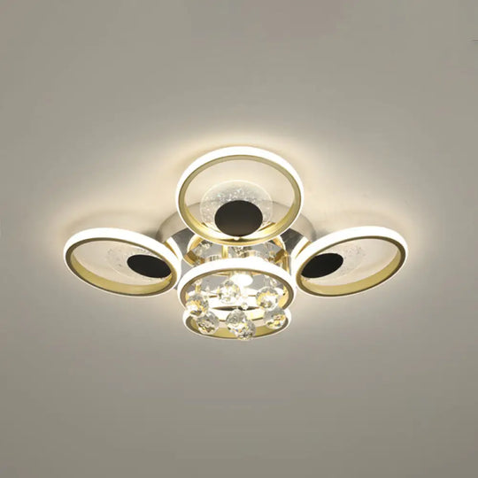Modern Black-Gold Floral Flush Mount Led Ceiling Light For Sitting Room / 23.5 Natural