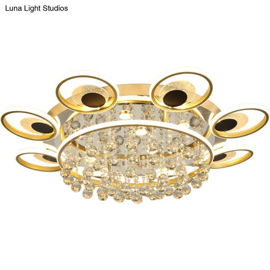 Modern Black-Gold Floral Flush Mount Led Ceiling Light For Sitting Room