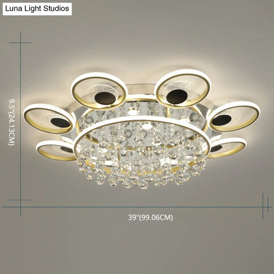 Modern Black-Gold Floral Flush Mount Led Ceiling Light For Sitting Room
