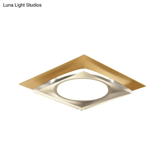 Modern Black/Gold Led Ceiling Light For Hallway - Metallic Geometric Flush Mount With Warm/White