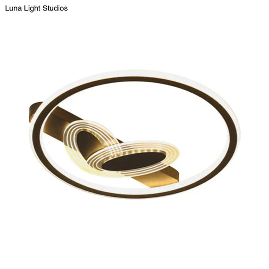 Modern Black/Gold Led Flush Mount Light With Acrylic Oval And Circle Design