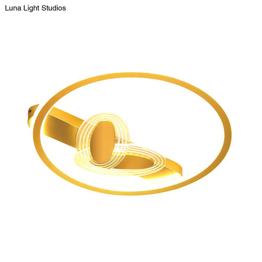 Modern Black/Gold Led Flush Mount Light With Acrylic Oval And Circle Design
