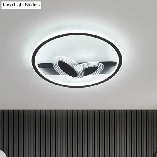 Modern Black/Gold Led Flush Mount Light With Acrylic Oval And Circle Design