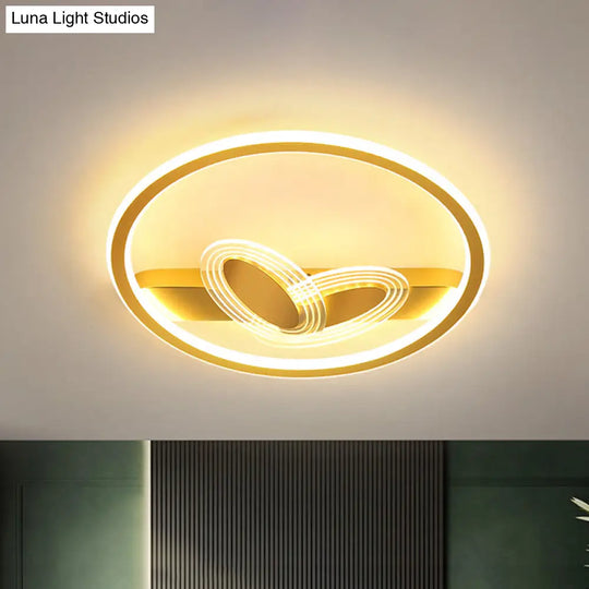 Modern Black/Gold Led Flush Mount Light With Acrylic Oval And Circle Design Gold