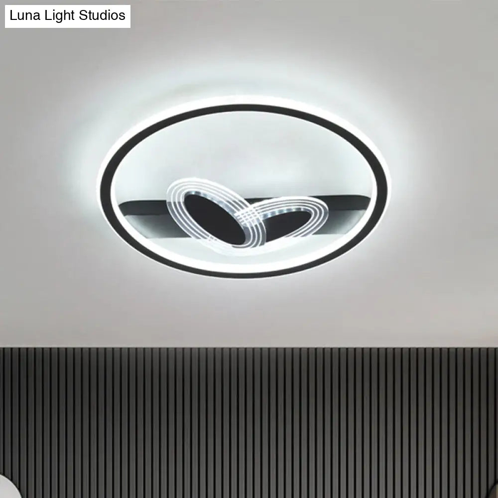 Modern Black/Gold Led Flush Mount Light With Acrylic Oval And Circle Design