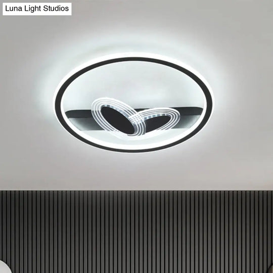 Modern Black/Gold Led Flush Mount Light With Acrylic Oval And Circle Design