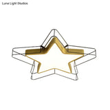 Modern Black/Gold Pentagram Flush Mount Led Ceiling Lamp For Bedrooms With Acrylic Cage Fixture
