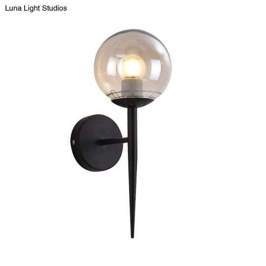 Modern Black/Gold Round Glass Wall Sconce For Bedroom Lighting
