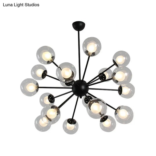 Sleek Black/Gold Sputnik Hanging Light: Contemporary 12/18-Head Ceiling Lamp With Modern Glass