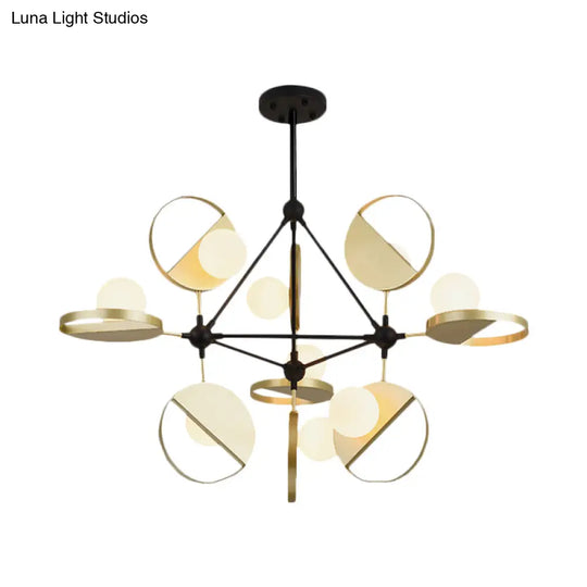 Black And Gold Triangle Frame Led Ceiling Lamp - Post-Modern Style (9 Heads)