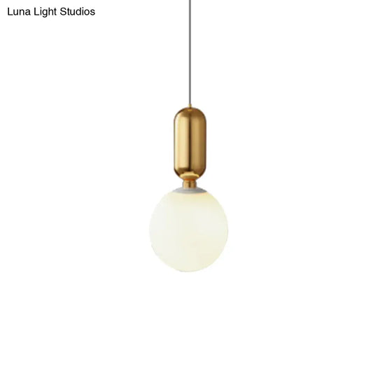 Modern Black/Gold/White Ball Pendant Light With Milky Glass Led Ceiling Fixture - 1 6/8/12 Wide