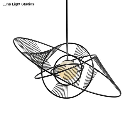 Modern Black Iron Hanging Lamp Kit For Living Room With 1 Light