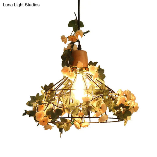 Modern Black Iron Pendant Light With Hanging Flower Jar Design Ideal For Restaurants And