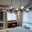 Modern Black Island Lighting With Smokey-Glass 8/12 Heads - Stylish Hanging Lamp For Living Room 8 /
