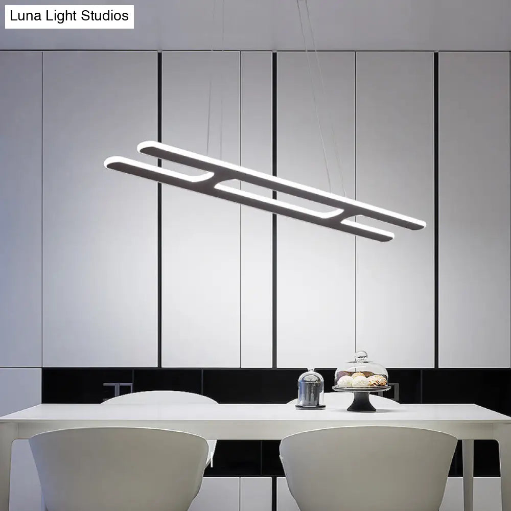 Modern Black Ladder Pendant Light - Led Acrylic Island Lighting In Warm/White 23.5/31.5/39 Width /