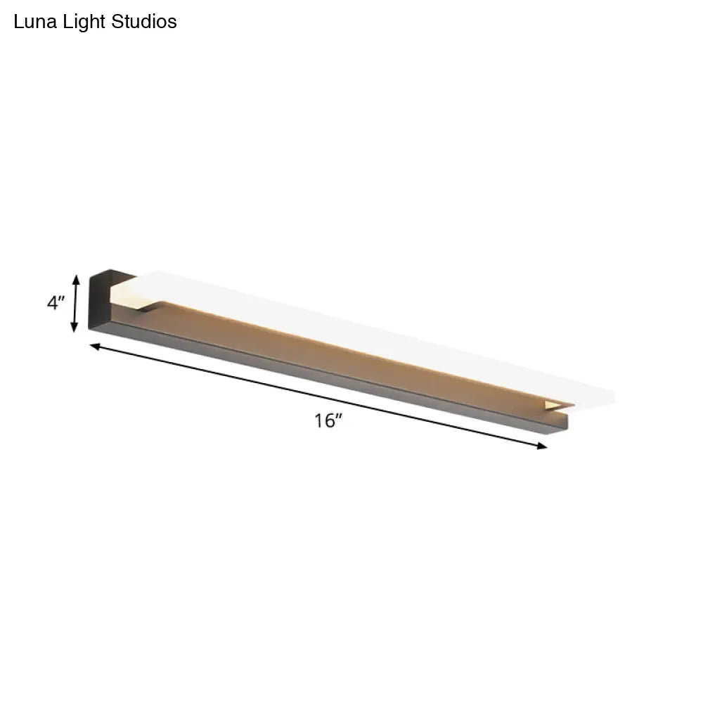 Modern Black Led Bathroom Vanity Light With Acrylic Shade - Warm/White
