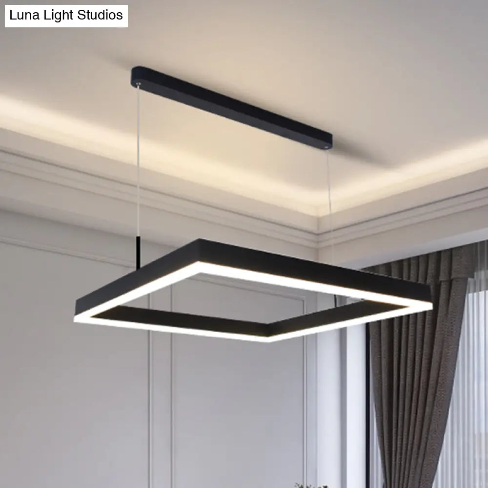 Modern Black Led Ceiling Chandelier Light For Living Room - Acrylic 2-Tier Square Design
