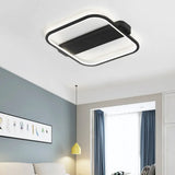 Modern Black Led Ceiling Fixture - 16.5’/20.5’ Minimalist Square Style Acrylic Flush Mount Lamp