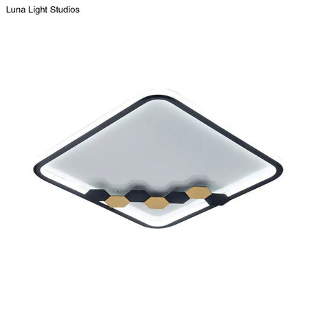 Modern Black Led Ceiling Flush Mount With Leaf/Geometric Design