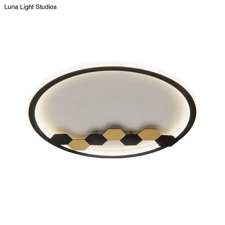 Modern Black Led Ceiling Flush Mount With Leaf/Geometric Design