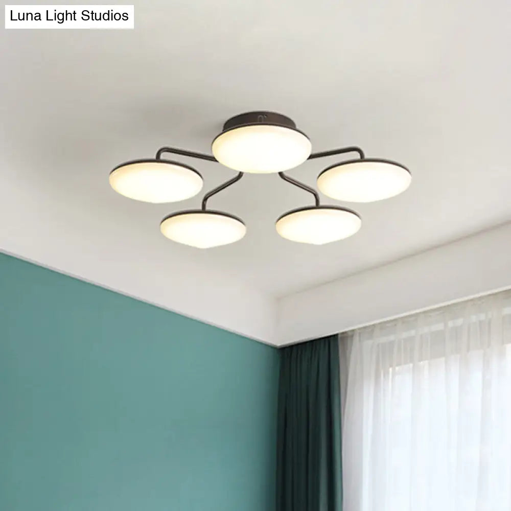 Modern Black Led Ceiling Mount Light With Curved Acrylic Branches - Perfect For Bedrooms