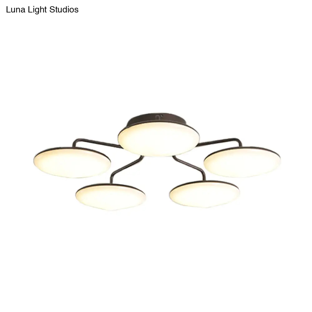 Modern Black Led Ceiling Mount Light With Curved Acrylic Branches - Perfect For Bedrooms